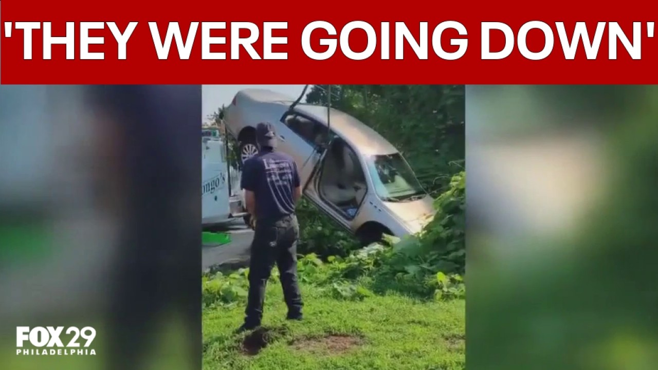 Watch: Car crashes and plunges into Delco embankment 
