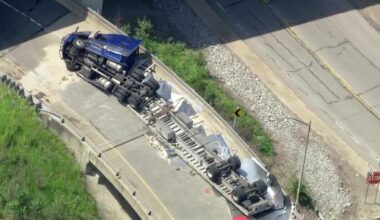 Overturned semi-truck shuts down I-79 ramp in Allegheny County