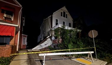 Police tape surrounds home in Pittsburgh's Homewood West after partial collapse