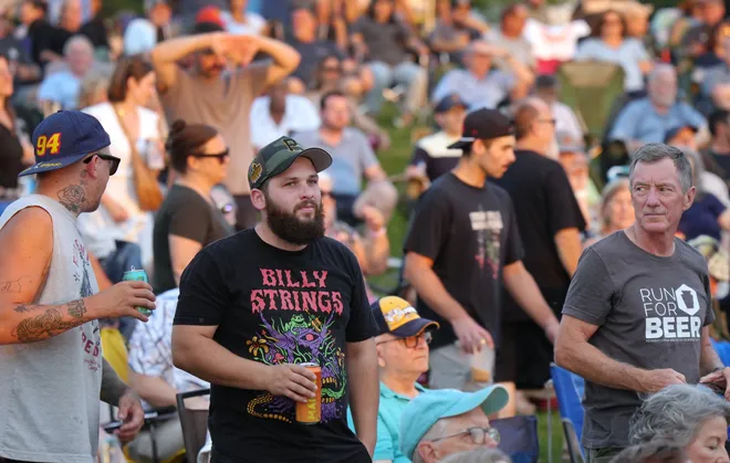 Music fans listen as Old Crow Medicine Show performs at the Rebich Investments Amphitheater in Erie, Pa., on Aug. 5, 2026.