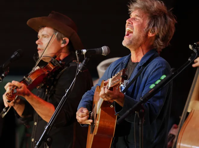 Old Crow Medicine Show band members perform at the Rebich Investments Amphitheater in Erie, Pa., on Aug. 5, 2026.