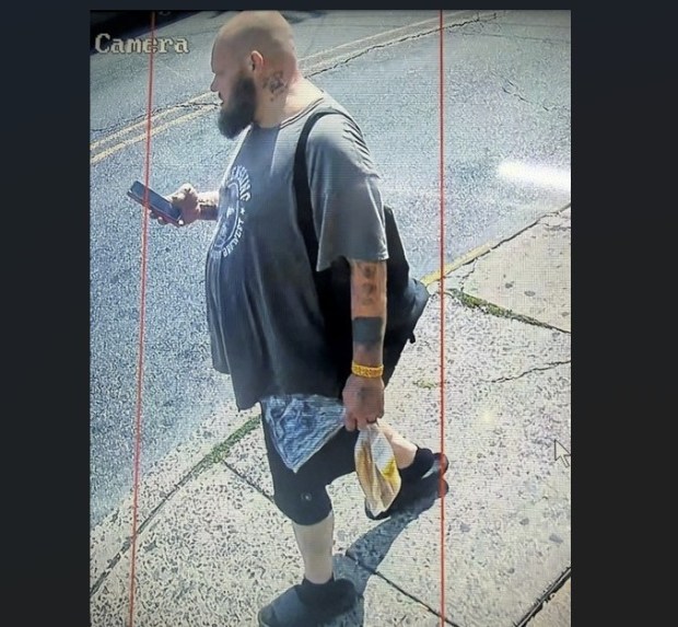 Reading police are seeking to identify the man pictured in this security camera image for questioning in a theft that occurred in the 1400 block of Cotton Street.