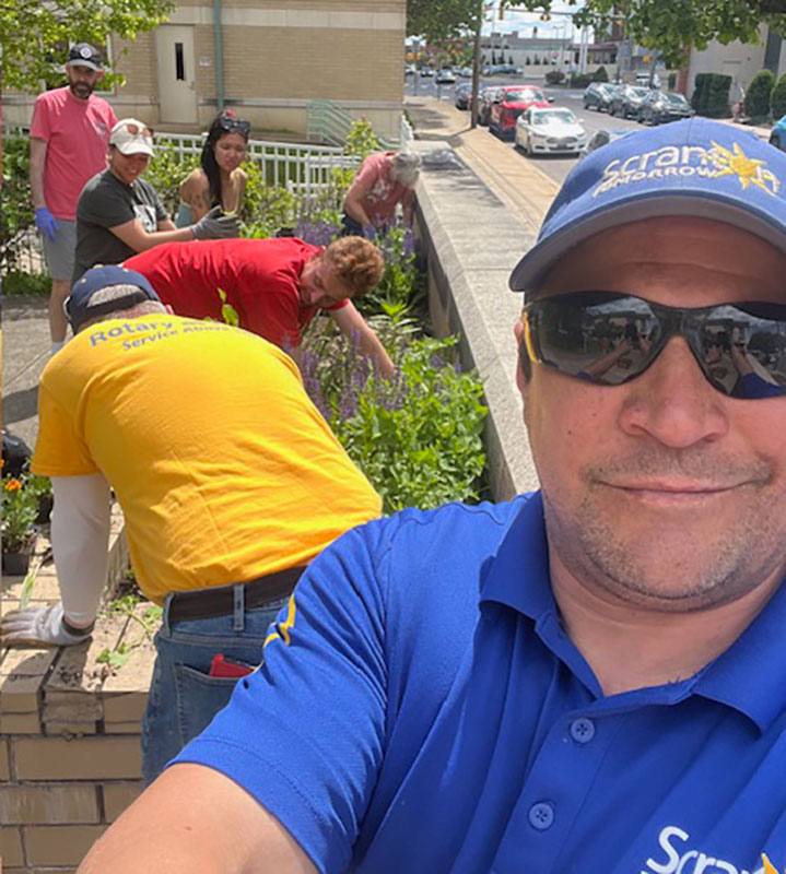 Ambassadors and volunteers snap a selfie while working to make Downtown Scranton beautiful.