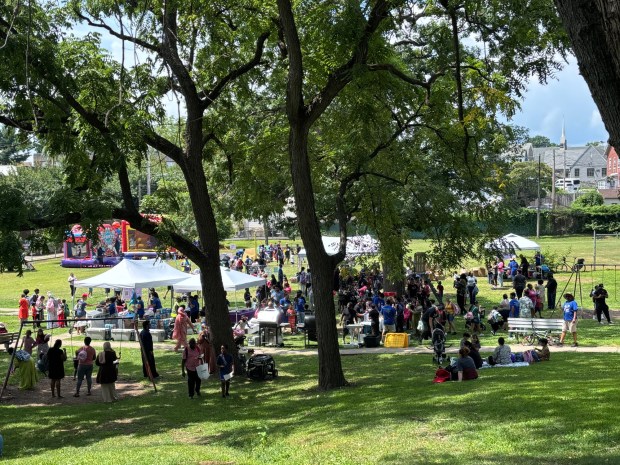 Sellers Park was packed Saturday during the Bread of Life's Fifth Annual Free School Backpack Giveaway/Community Fun Day. (KATHLEEN E. CAREY - DAILY TIMES)