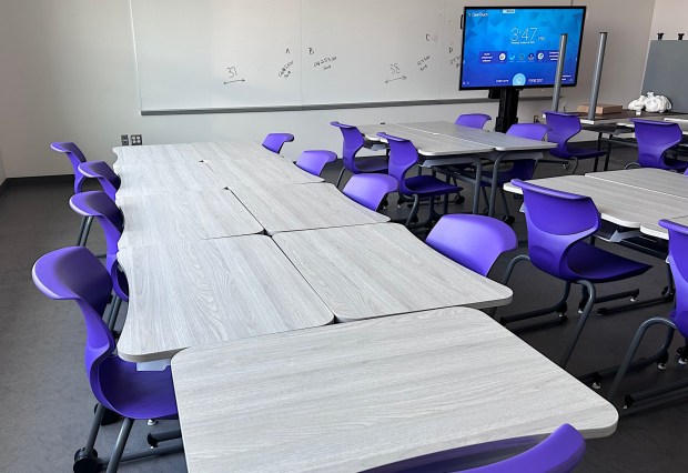 Inside a classroom before the first day of classes. An official ribbon cutting is planned for Oct. 6. (PETE BANNAN-DAILY TIMES)