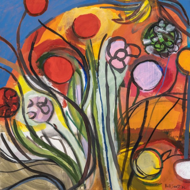 "Flowers For Patrick," by artist Bill Scott is one of the works by artists from Patrick's circle of friends that will be included in the upcoming exhibition, "Along the Schuylkill: Patrick Connors and His Circle," on view Sept. 12 through Oct. 16 at the Community Arts Center in Wallingford. (COURTESY OF CAC)