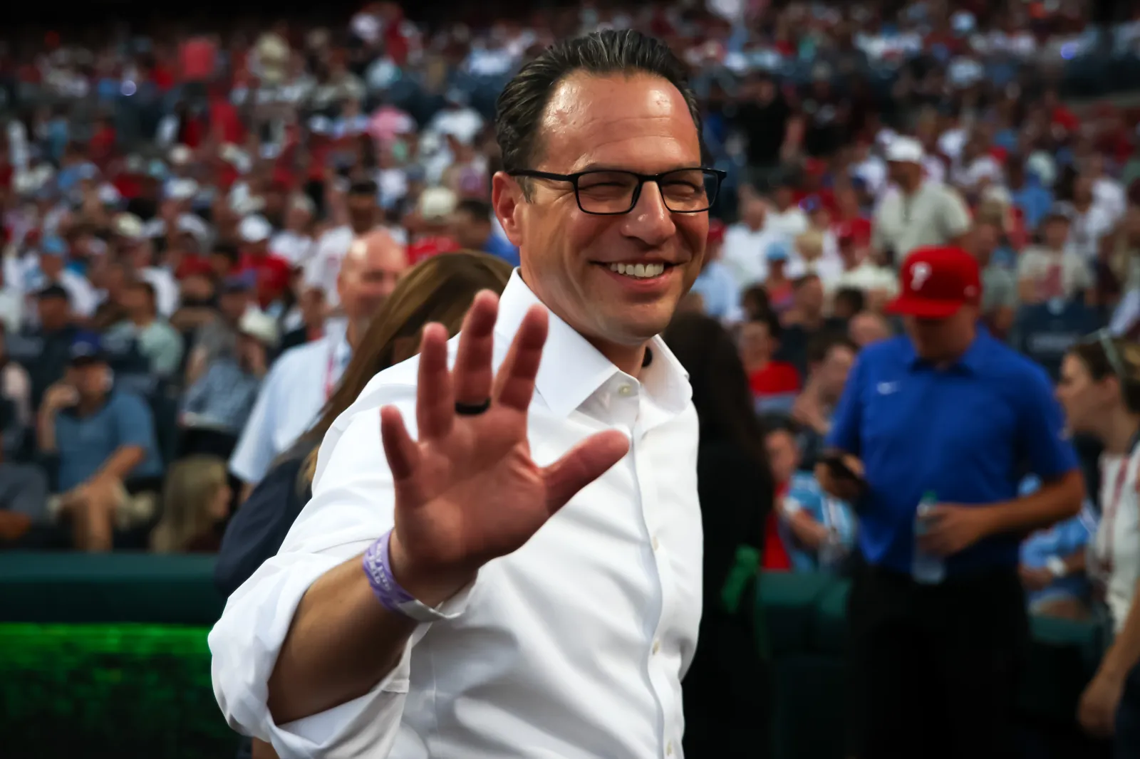 Pennsylvania Governor Josh Shapiro at the 2026 Home Run Derby in Philadelphia, Pennsylvania, in July.