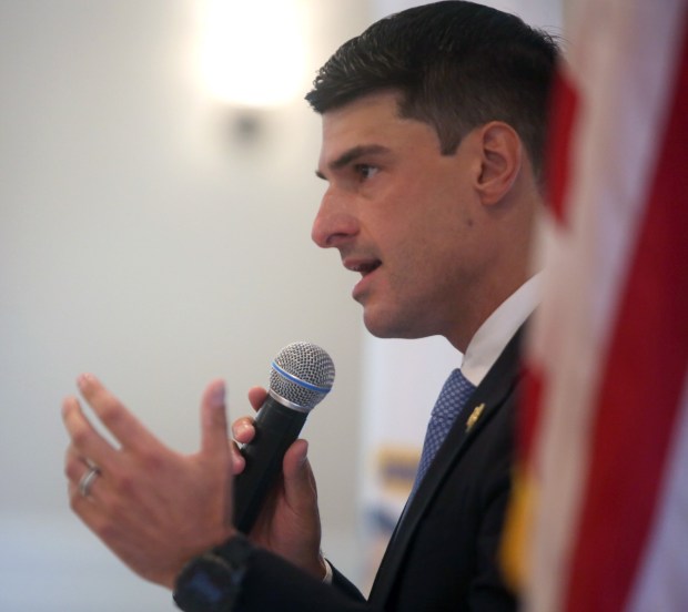 U.S. Rep. Rob Bresnahan, R-8, Dallas, speaks during the Greater Hazleton Area Chamber of Commerce Red Carpet breakfast on Wednesday July 29, 2026 in Butler Twp.(John Haeger / Staff Photographer)