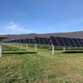 Solar panels in a grass field