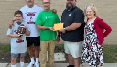 Lower Merion ‘Bulldogs’ Youth Football clinic handoff of proceeds to LM Township scholarship fund
