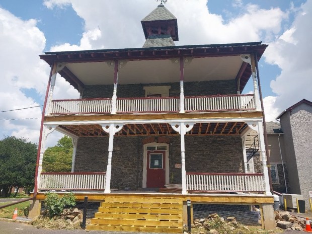 Finishing the front steps will help return the RHW porch to its former state of elegance. (Photo courtesy of Roxborough Home for Women)