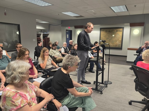 The Rev. Hans Becklin, senior pastor at Trinity Lutheran Church in Reading, asks Berks County leaders to consider how they work with ICE. Becklin's comments came during a county prison board Wednesday. (KAREN SHUEY - READING EAGLE)