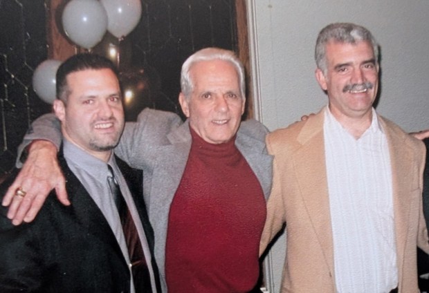 Rocky Colavito is flanked by sons Steve and Rocky Jr. Courtesy of Steve Colavito.)