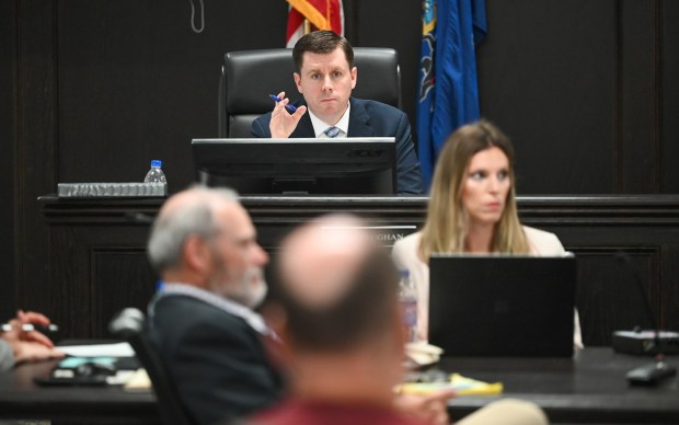 Lackawanna County Commissioner Bill Gaughan speaks during the commissioners' meeting held at the county government center in Scranton Wednesday, August 5, 2026. (SEAN MCKEAG / STAFF PHOTOGRAPHER)