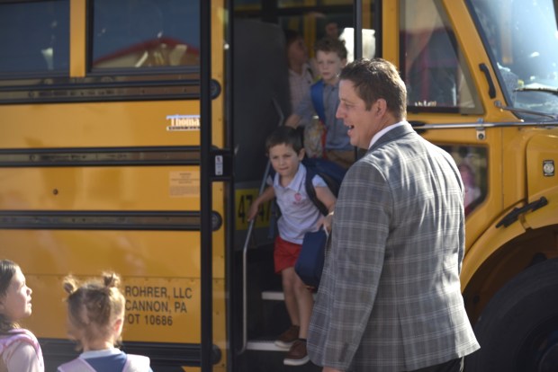 North Pocono students are welcomed to Moscow Elementary School for the first day of school Monday, Aug. 24, 2026. (CHAD SEBRING/STAFF PHOTO)