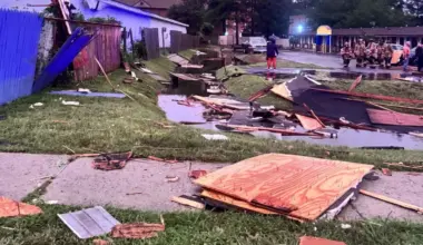 Storm damage in Dover, Delaware on August 20, 2026