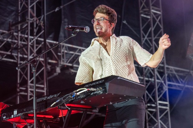 AJR performs at Musikfest's Wind Creek Steel Stage at PNC Plaza on Sunday, Aug. 9, 2026, in Bethlehem. AJR headlined the final day of the 43rd annual Musikfest. (Jonathan Broady/Special to The Morning Call)
