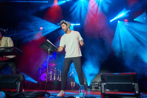 AJR performs at Musikfest's Wind Creek Steel Stage at PNC Plaza on Sunday, Aug. 9, 2026, in Bethlehem. AJR headlined the final day of the 43rd annual Musikfest. (Jonathan Broady/Special to The Morning Call)