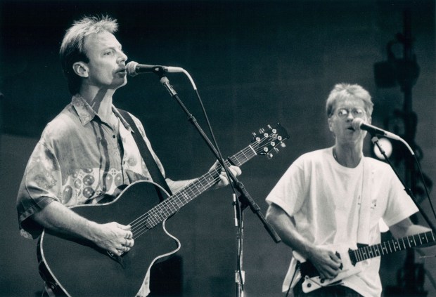 Dewey Bunnell left and Gerry Beckley both original members of America perform at Kunstplatz on Wednesday, Aug. 19, 1992, during Musikfest in Bethlehem. (Dan DeLong/The Morning Call)