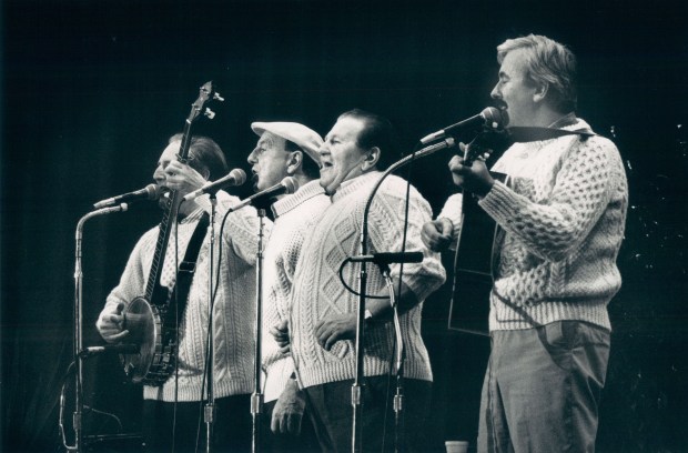 The Clancy Brothers with Robbie O'Connell perform in their trademark sweaters at Kuntsplatz at MusikFest, August, 1989. (Mike Barnak/The Morning Call)