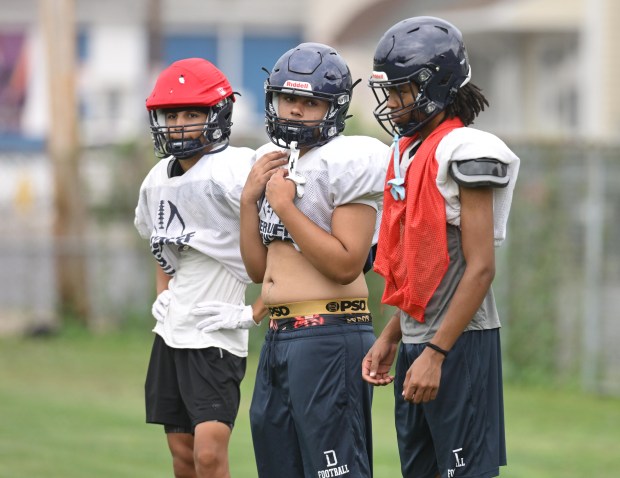 The Dieruff football team holds practice Monday, Aug, 10, 2026, on the opening day of the heat acclimatization period. The Huskies practice well away from the school on North 3rd Street in Allentown. (Monica Cabrera/The Morning Call)