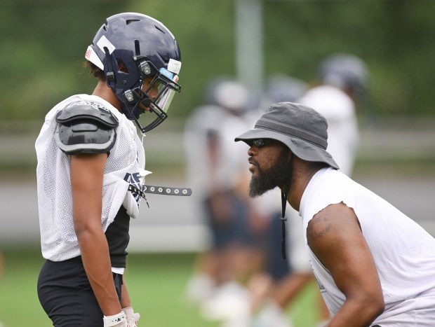 The Dieruff High School football team kicks off its preseason training Monday, Aug, 10, 2026, on the opening day of the heat acclimatization period. The Huskies practice well away from the school on North 3rd Street in Allentown. (Monica Cabrera/The Morning Call)