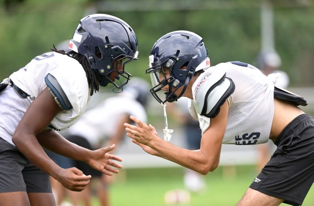 The Dieruff High School football team kicks off its preseason training Monday, Aug, 10, 2026, on the opening day of the heat acclimatization period. The Huskies practice well away from the school on North 3rd Street in Allentown. (Monica Cabrera/The Morning Call)