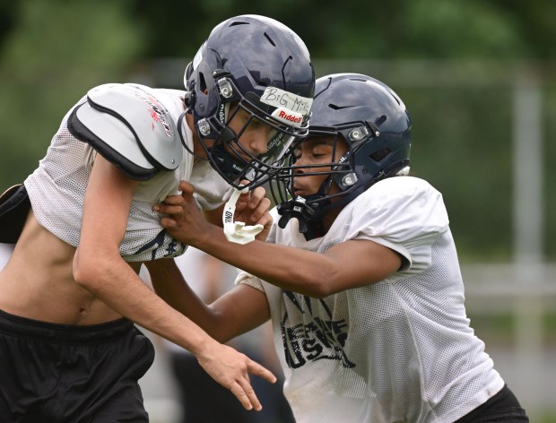 The Dieruff High School football team kicks off its preseason training Monday, Aug, 10, 2026, on the opening day of the heat acclimatization period. The Huskies practice well away from the school on North 3rd Street in Allentown. (Monica Cabrera/The Morning Call)