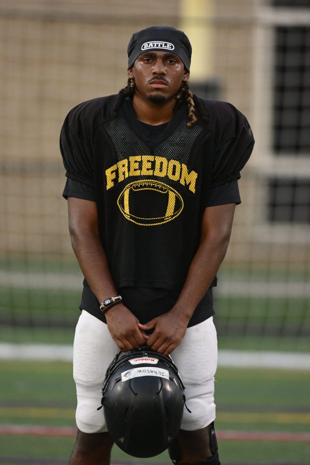 Freedom's Lashawn Johnson stands for a picture Monday, Aug. 17, 2026, during football practice in Bethlehem. Freedom is coming off a tough season by their standards. The Patriots were 5-6 last season, but are optimistic about staging a turnaround. (Monica Cabrera/The Morning Call)