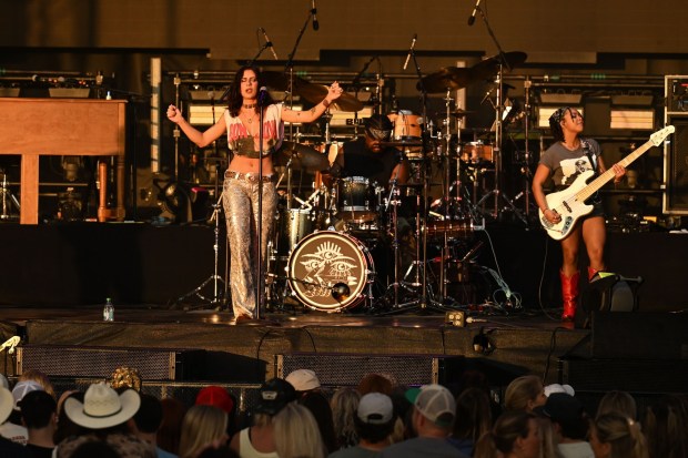 Kassi Ashton opens for Parker McCollum during Musikfest on Friday, Aug. 7, 2026, on the Wind Creek Steel Stage at PNC Plaza in Bethlehem. (Jon Chiu/The Morning Call)