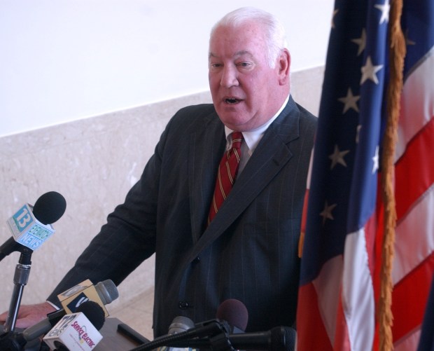 Lehigh County District Attorney Jim Martin speaks at a news conference at the Lehigh County Courthouse in Allentown on Monday May 20, 2002. (Michael Kubel/The Morning Call_