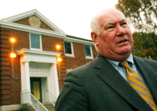Speaking outside the Bethlehem state police barracks Oct. 13, 2004, Lehigh County. District Attorney Jim Martin addresses the media after meeting with families of victims of killer nurse Charles Cullen. (Donna Fisher/The Morning Call)