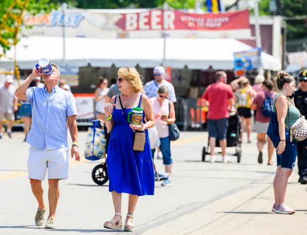 People enjoy the sights, sounds and food Sunday, Aug. 9, 2026, on the last day of Musikfest in Bethlehem. (April Gamiz/The Morning Call)