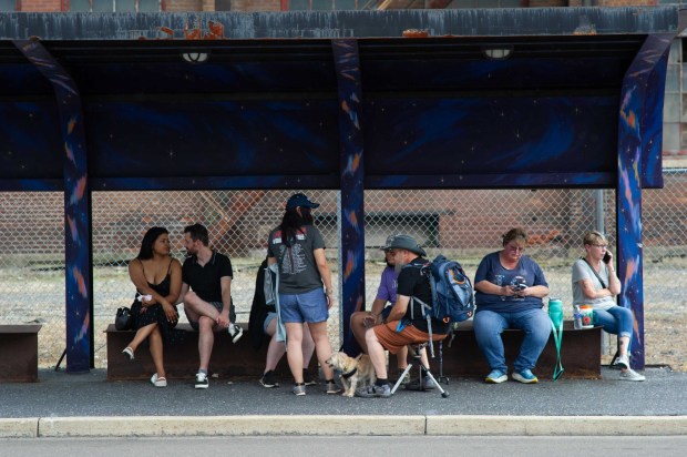 Festivalgoers enjoy food, music, and the atmosphere as they gather ahead of the evening's headlining performance during Musikfest on Sunday, Aug. 2, 2026, in Bethlehem. The annual festival runs through Aug. 9. (Jonathan Broady/Special to The Morning Call)