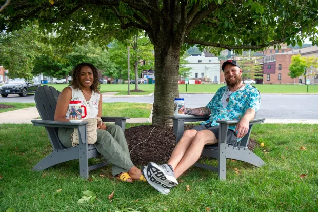 Festivalgoers enjoy food, music, and the atmosphere as they gather ahead of the evening's headlining performance during Musikfest on Sunday, Aug. 2, 2026, in Bethlehem. The annual festival runs through Aug. 9. (Jonathan Broady/Special to The Morning Call)