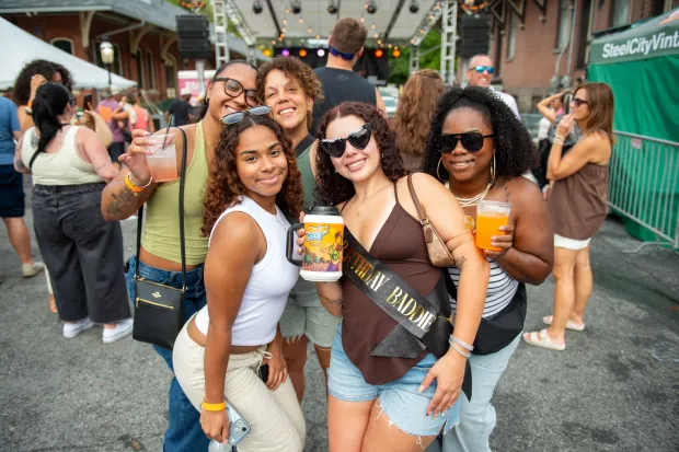 Festivalgoers enjoy food, music, and the atmosphere as they gather ahead of the evening's headlining performance during Musikfest on Sunday, Aug. 2, 2026, in Bethlehem. The annual festival runs through Aug. 9. (Jonathan Broady/Special to The Morning Call)
