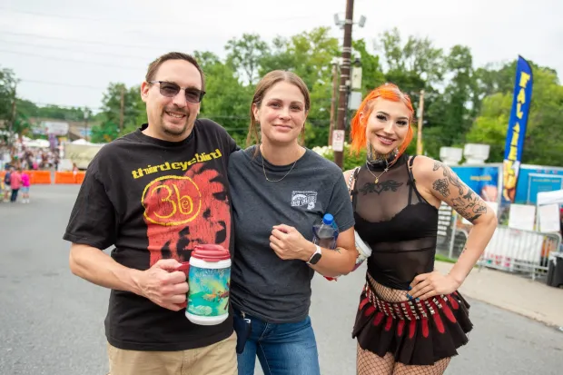 Festivalgoers enjoy food, music, and the atmosphere as they gather ahead of the evening's headlining performance during Musikfest on Sunday, Aug. 2, 2026, in Bethlehem. The annual festival runs through Aug. 9. (Jonathan Broady/Special to The Morning Call)