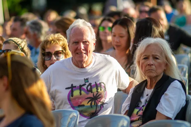 Festivalgoers enjoy food, music, and the atmosphere as they gather ahead of the evening's headlining performance during Musikfest on Monday, Aug. 3, 2026, in Bethlehem. The annual festival runs through Aug. 9. (Jonathan Broady/Special to The Morning Call)