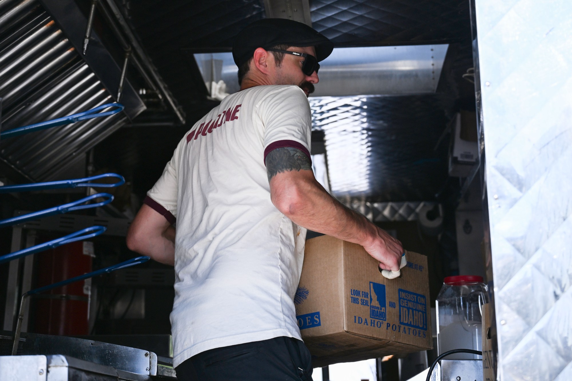 Matt Vymazal of Bethlehem, owner of the food truck Flying V Poutinerie during Musikfest Tuesday, Aug. 4, 2026, at the SteelStacks in Bethlehem. (Jon Chiu/The Morning Call)