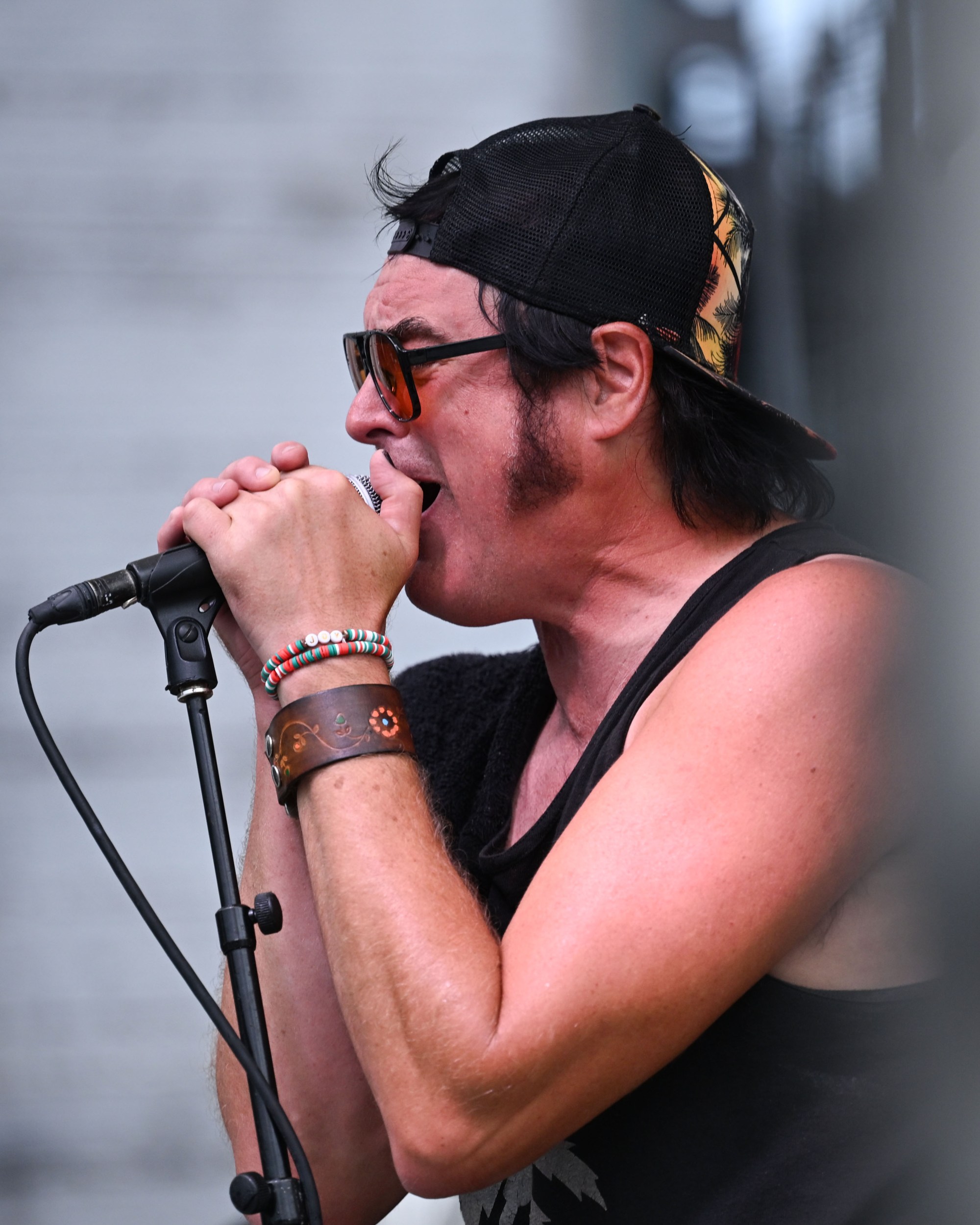 Mike Roi, lead vocalist of Roi and the Secret People, performs during Musikfest on Friday, Aug. 7, 2026, at the SteelStacks in Bethlehem. (Jon Chiu/The Morning Call)