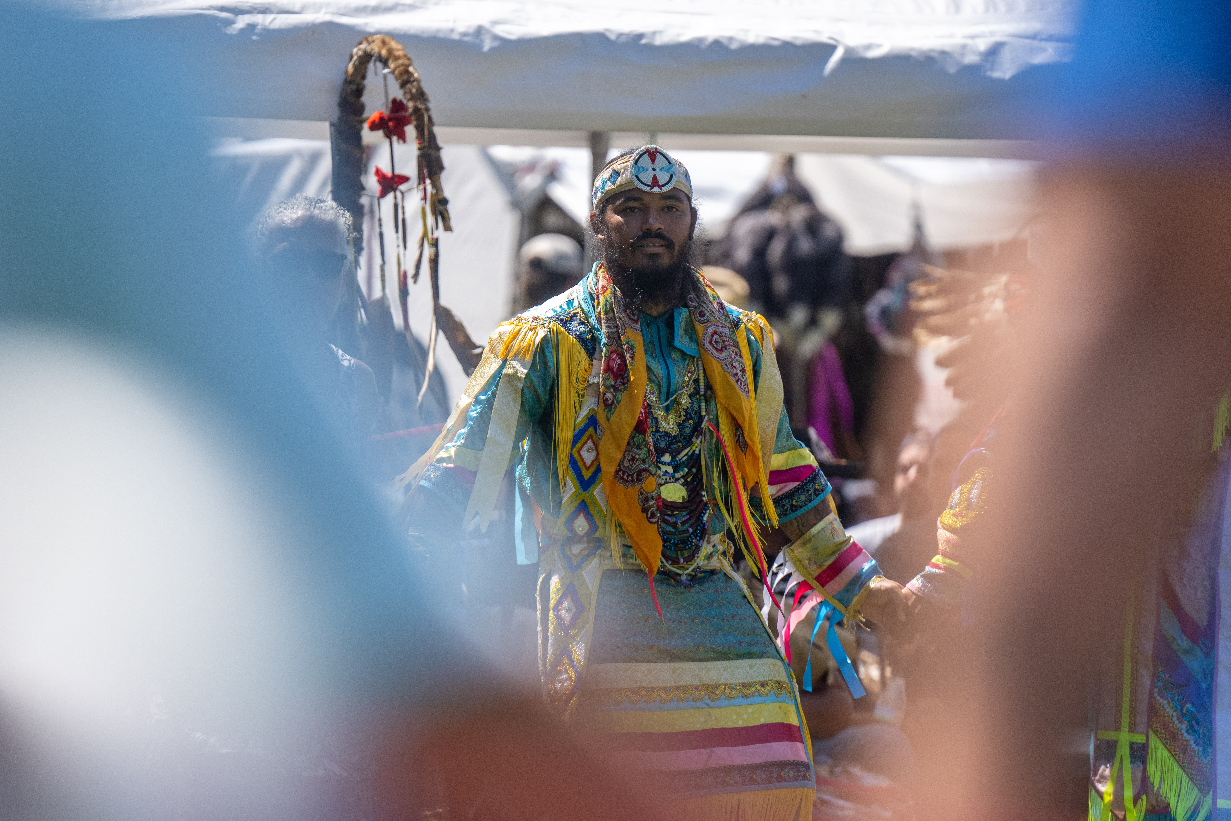 Native American dancers perform during a round of intertribal dances on Saturday, Aug. 15, 2026, during the 46th Annual Roasting Ears of Corn Festival hosted by the Museum of Indian Culture in Allentown. The event features Native American drumming, singing, dancing, food, artisans, cultural heritage activities and more.The event runs through Sunday - 10 am - 6 pm. (Jonathan Broady/Special to The Morning Call)