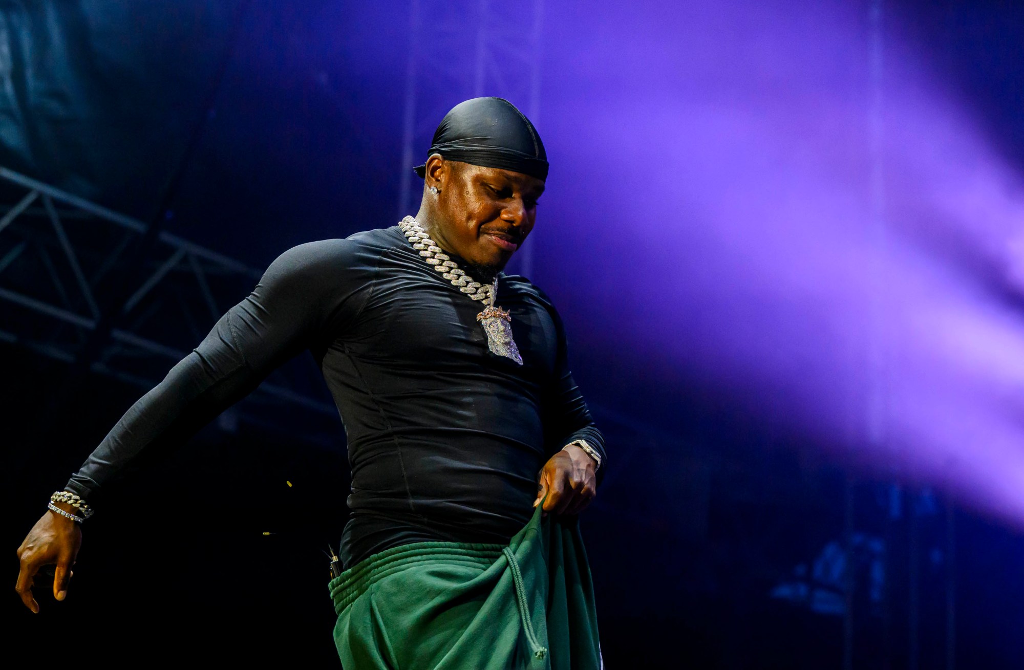 Rapper DaBaby performs in the crowd before rapper T.I. on Wednesday, Aug. 5, 2026, on Musikfest's Wind Creek Steel Stage at PNC Plaza in Bethlehem. Musikfest runs through Aug. 9. (April Gamiz/The Morning Call)