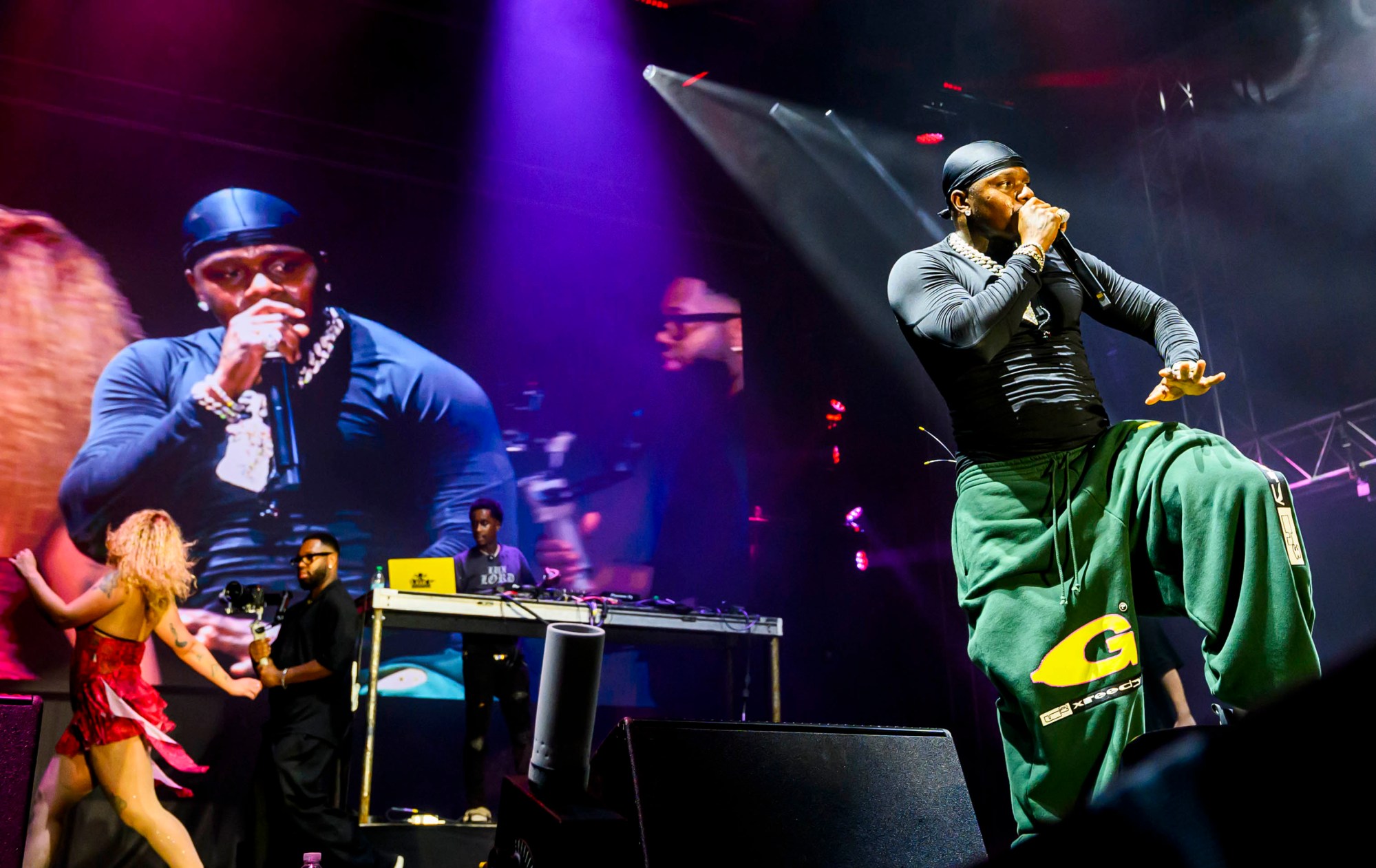 Rapper DaBaby performs in the crowd before rapper T.I. on Wednesday, Aug. 5, 2026, on Musikfest's Wind Creek Steel Stage at PNC Plaza in Bethlehem. Musikfest runs through Aug. 9. (April Gamiz/The Morning Call)