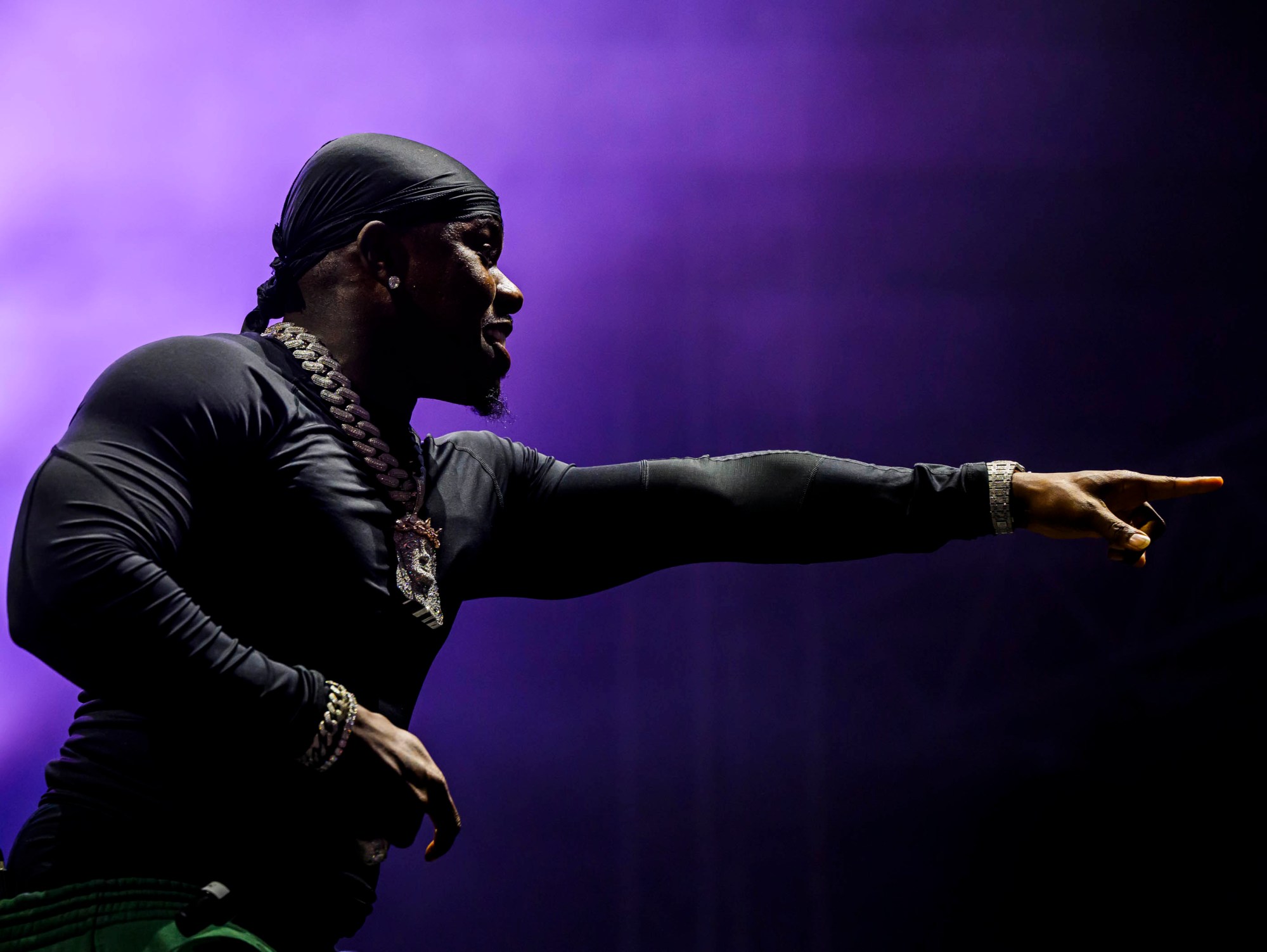 Rapper DaBaby performs in the crowd before rapper T.I. on Wednesday, Aug. 5, 2026, on Musikfest's Wind Creek Steel Stage at PNC Plaza in Bethlehem. Musikfest runs through Aug. 9. (April Gamiz/The Morning Call)