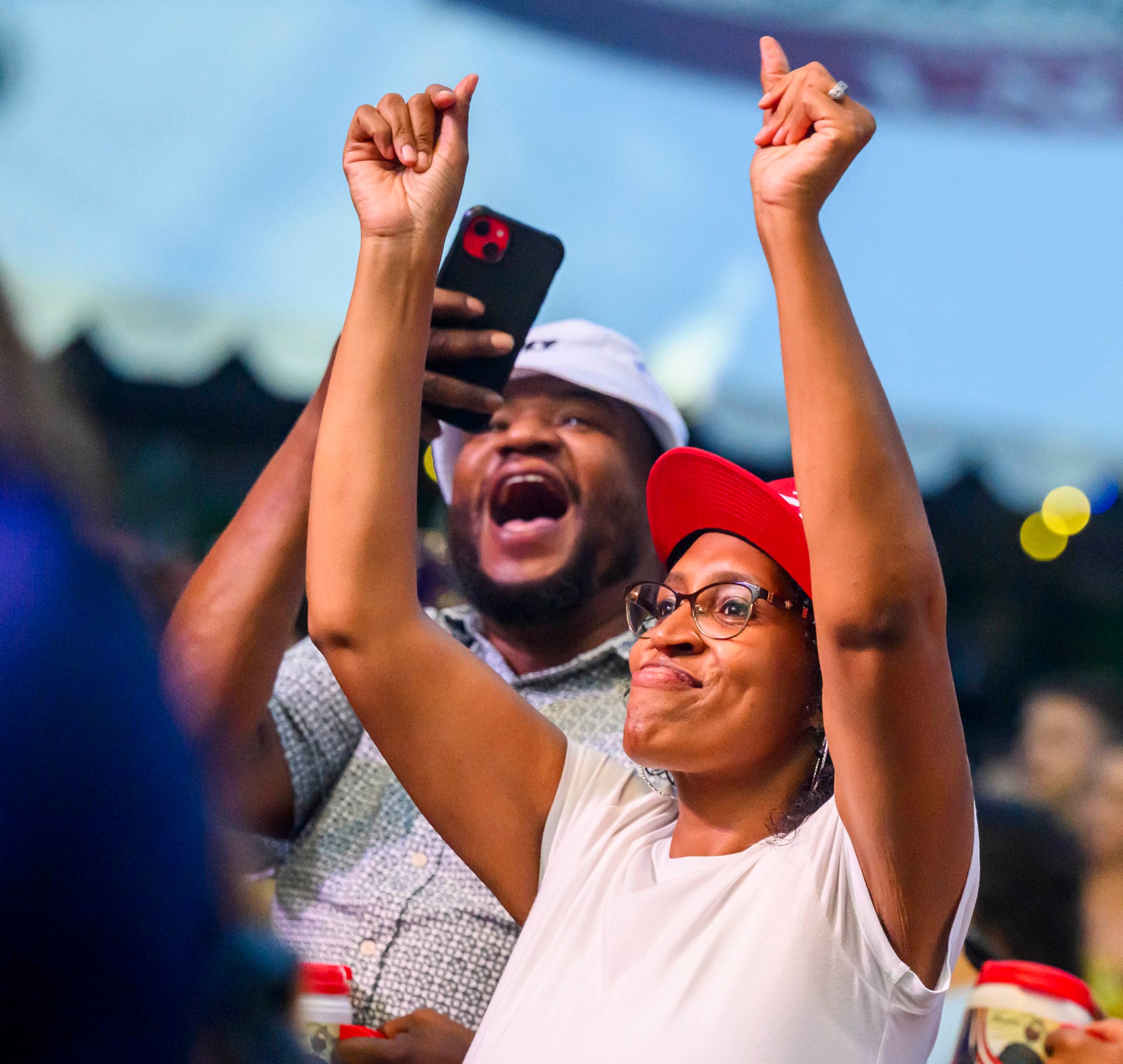 Fans react as special guest DaBaby performs with T.I. on Wednesday, Aug. 5, 2026, on Musikfest's Wind Creek Steel Stage at PNC Plaza in Bethlehem. Musikfest runs through Aug. 9. (April Gamiz/The Morning Call)