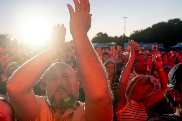 Train performs at MusikFest's Wind Creek Steel Stage at PNC Plaza, Monday, Aug. 3, 2026, in Bethlehem. The annual festival runs through Aug. 9. (Jonathan Broady/Special to The Morning Call)
