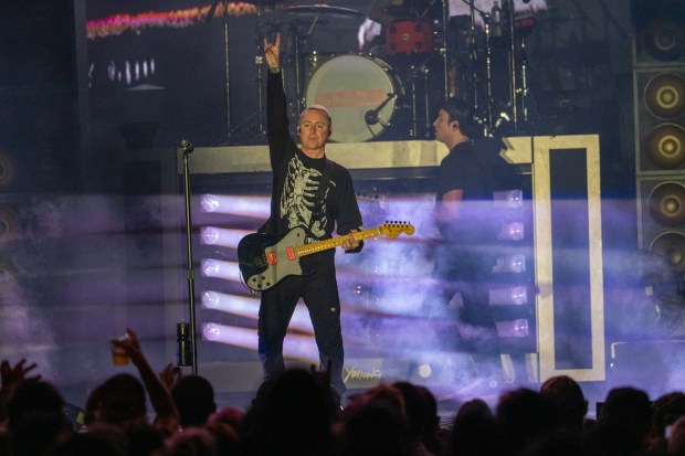 Yellowcard performs at MusikFest's Wind Creek Steel Stage at PNC Plaza, Monday, Aug. 8, 2026, in Bethlehem. The annual festival runs through Aug. 9. (Jonathan Broady/Special to The Morning Call)