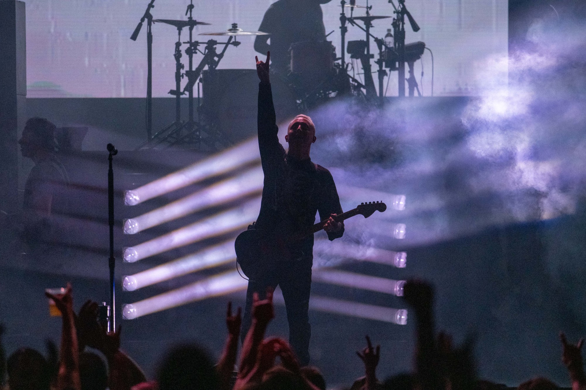 Yellowcard performs at MusikFest's Wind Creek Steel Stage at PNC Plaza, Monday, Aug. 8, 2026, in Bethlehem. The annual festival runs through Aug. 9. (Jonathan Broady/Special to The Morning Call)
