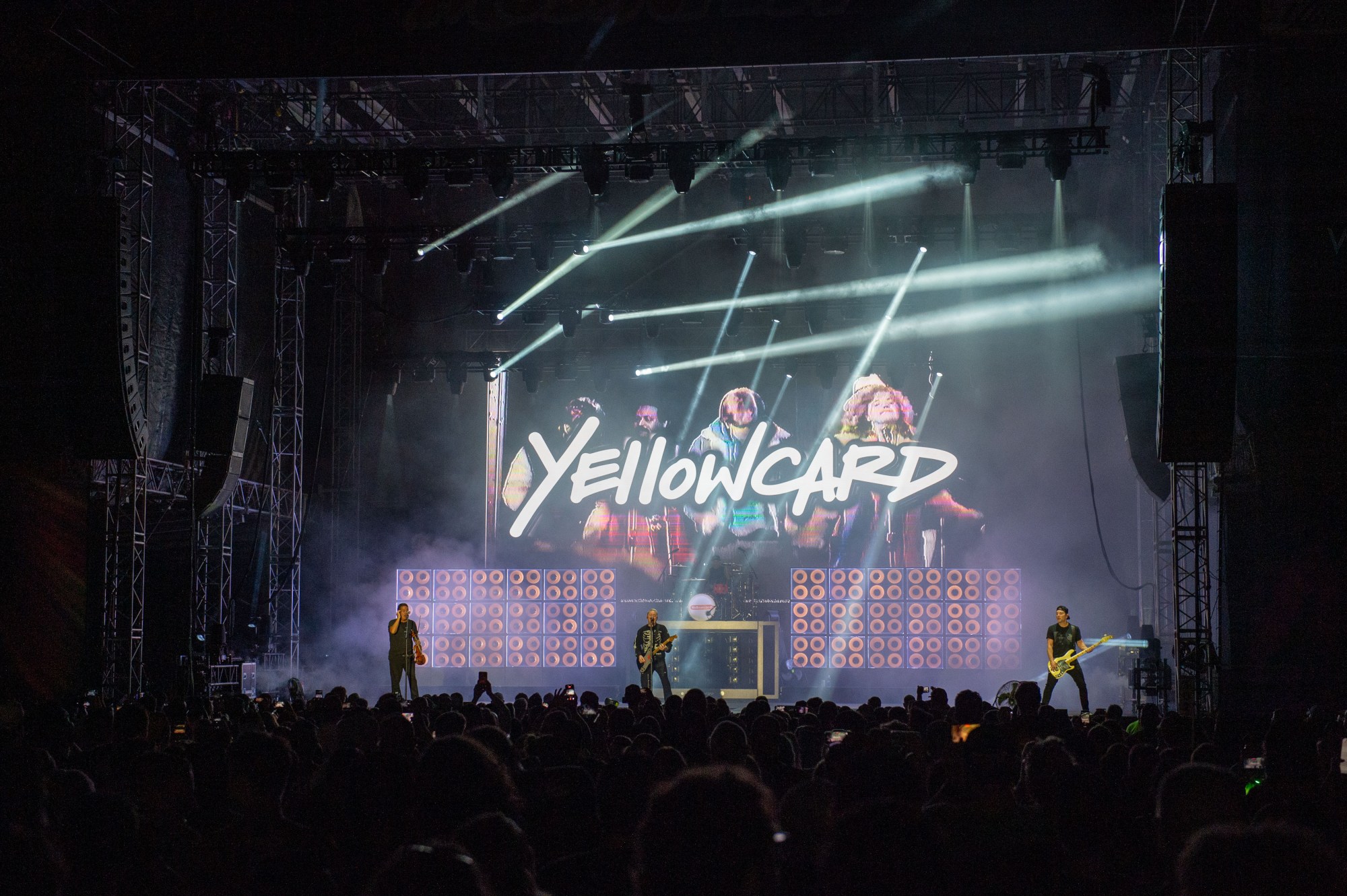 Yellowcard performs at MusikFest's Wind Creek Steel Stage at PNC Plaza, Monday, Aug. 8, 2026, in Bethlehem. The annual festival runs through Aug. 9. (Jonathan Broady/Special to The Morning Call)