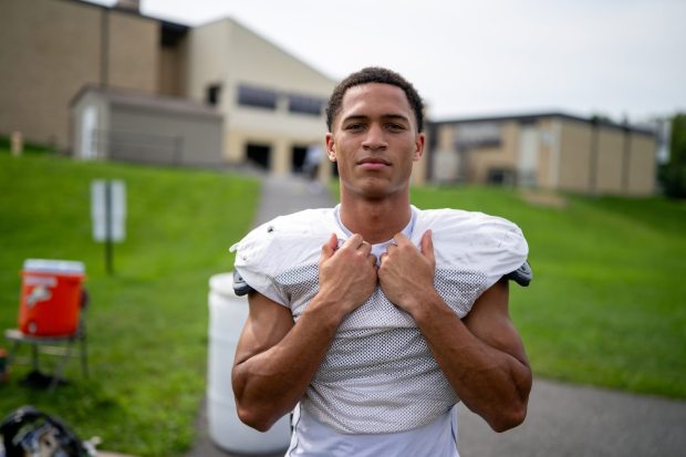 Bethlehem Catholic's Carter Vassa on Friday, Aug. 14, 2026, during Bethlehem Catholic high school football practice in Bethlehem (Jonathan Broady/Special to The Morning Call)